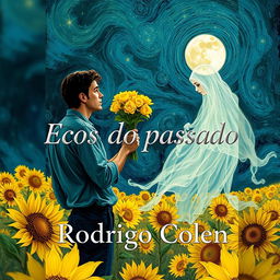 A book cover illustration for a novel titled "Ecos do passado"