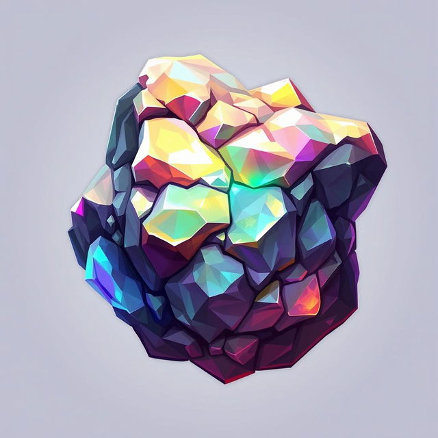 A detailed and artistic 2D sprite of a mineral with a transparent background