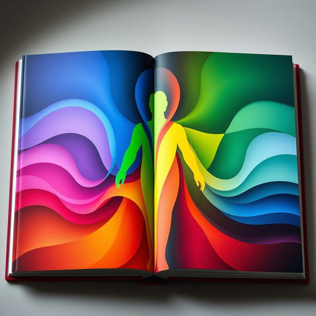 A captivating book cover illustrating the concept of different colors uniting to create a human