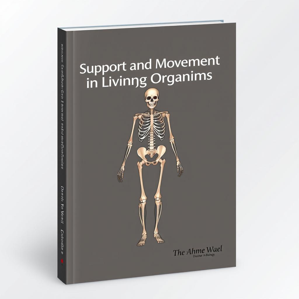 A captivating book cover design for the title "Support and Movement in Living Organisms"