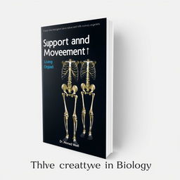 A captivating book cover design for the title "Support and Movement in Living Organisms"