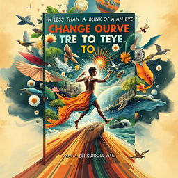 A thought-provoking book cover encapsulating the theme "In less than a blink of an eye, change yourself and the world will be changed