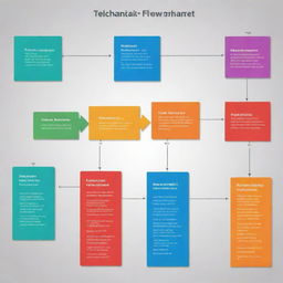 Represent a multi-step technical process in a flow chart with brilliant colors, in landscape orientation.