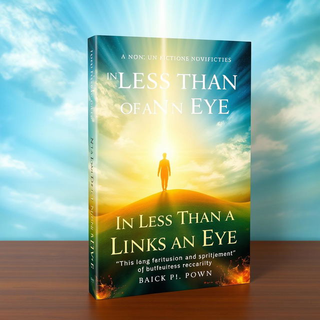 A non-fiction book cover titled "In Less Than a Blink of an Eye" focused on improving life and spirituality