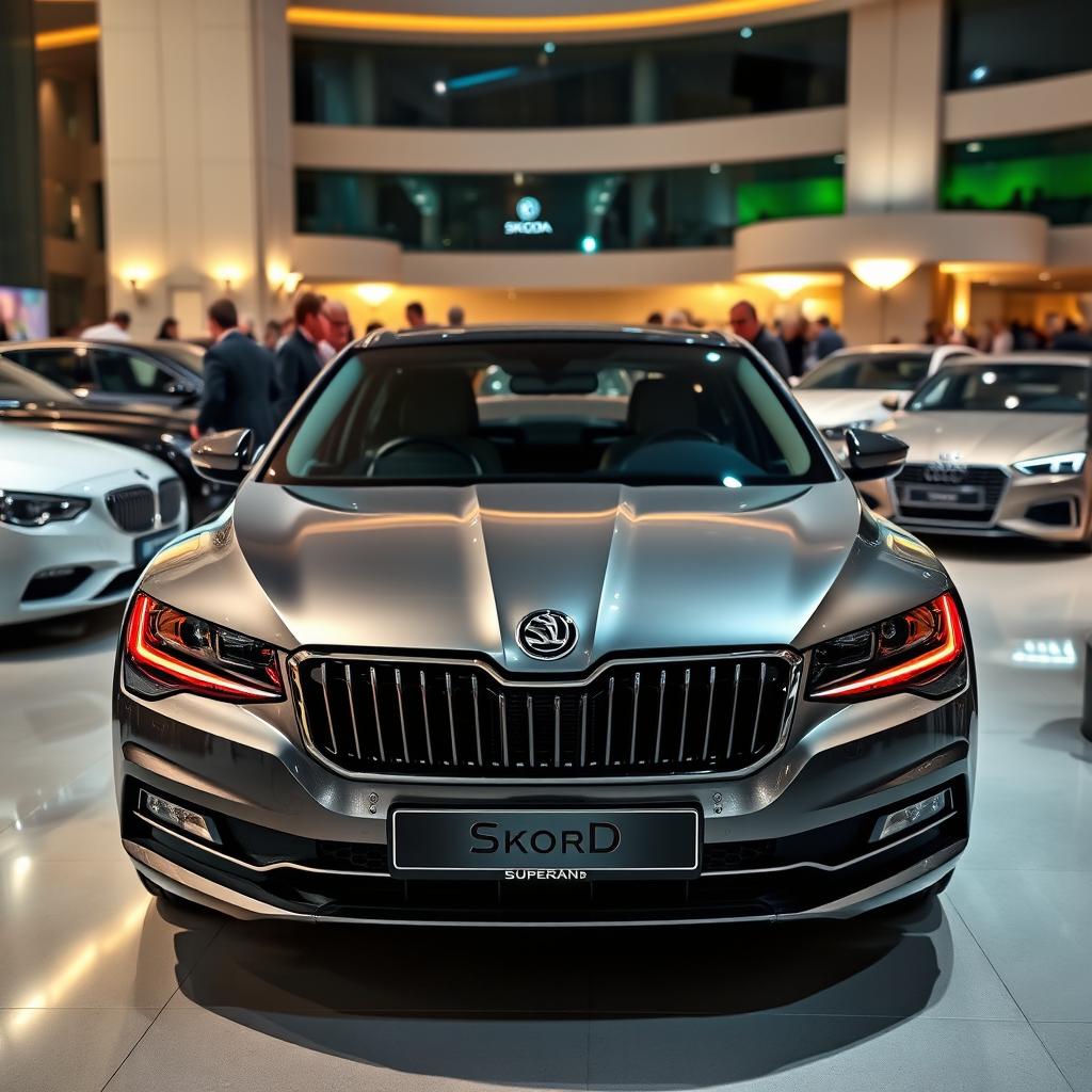 A sleek and stylish Skoda Superb displayed at a car club gathering