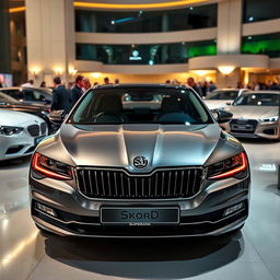 A sleek and stylish Skoda Superb displayed at a car club gathering