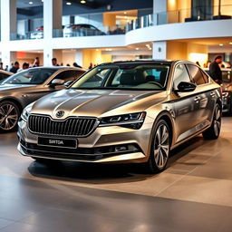 A sleek and stylish Skoda Superb displayed at a car club gathering