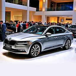 A sleek and stylish Skoda Superb displayed at a car club gathering