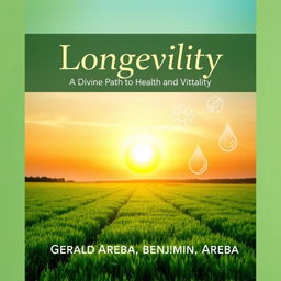 A book cover design featuring the title 'Longevity: A Divine Path to Health and Vitality' in elegant, bold typography centered at the top