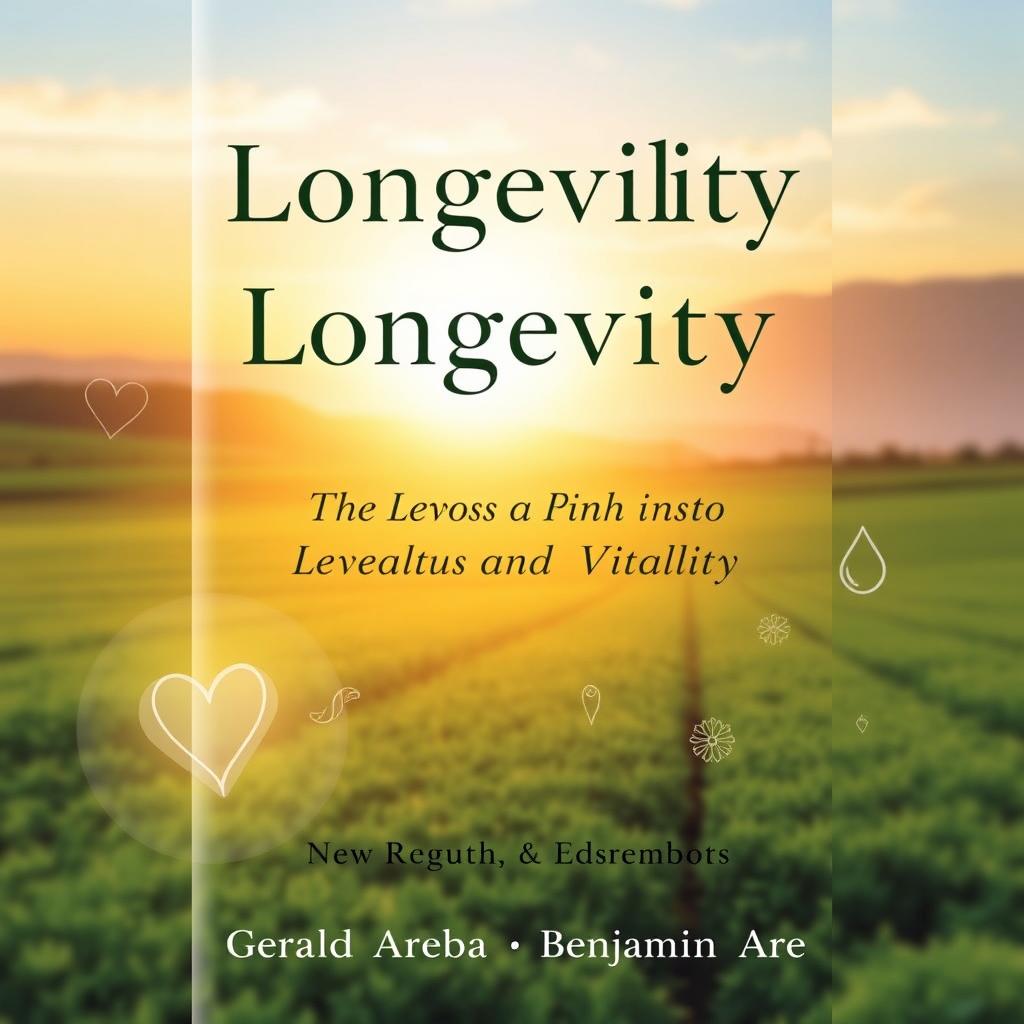 A book cover design for "Longevity: A Divine Path to Health and Vitality" with elegant, bold typography centered at the top for the title