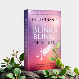 A non-fiction book cover titled "In Less Than a Blink of an Eye," focused on improving life and spirituality with chapters on Free Will, Innocence, Less Internet, Anti-Capitalism, God, and Nature