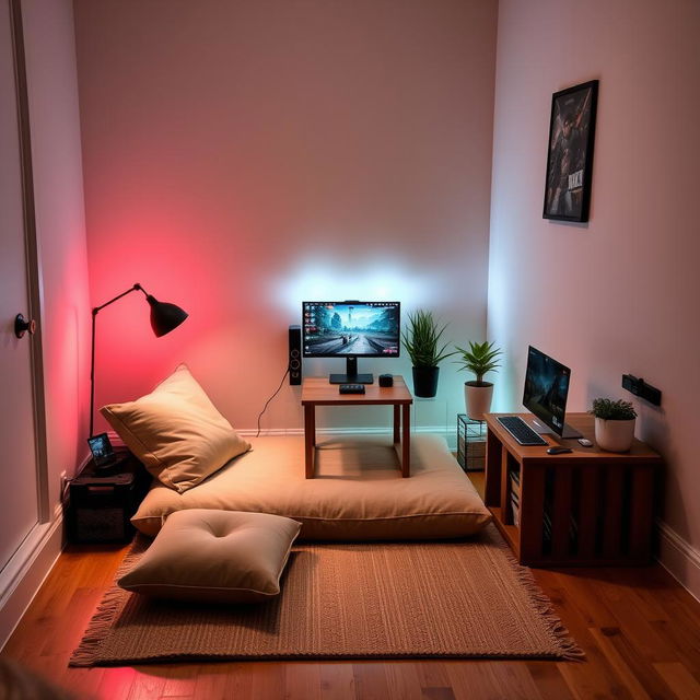 Create a budget-friendly gaming corner for a mobile gamer with essentials