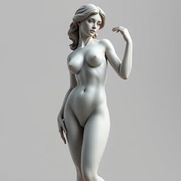 A beautifully crafted 3D female figure standing gracefully, exhibiting a classical artistic pose