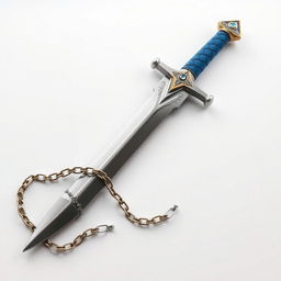 Create an image featuring a beautifully crafted dagger with a blue grip