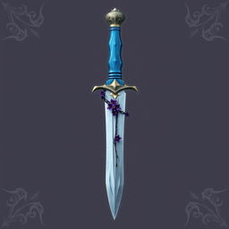 Create an image of a beautifully crafted dagger with a blue grip