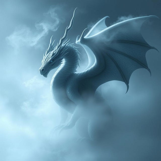 Create an image of a misty dragon in a fantasy style