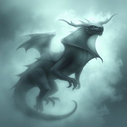 Create an image of a misty dragon in a fantasy style