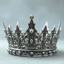 Create an image of a silver crown designed in a fantasy style