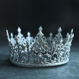 Create an image of a silver crown designed in a fantasy style