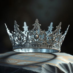 Create an image of a silver crown designed in a fantasy style