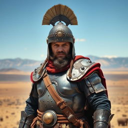 A Gokturk warrior standing proudly, displaying traditional armor and attire that reflect the historical significance of the Gokturk period