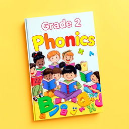 A vibrant and colorful book cover titled "Grade 2 Phonics"