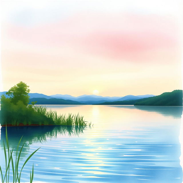 A watercolor painting of a serene lakeside scene perfect for a book cover