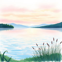 A watercolor painting of a serene lakeside scene perfect for a book cover