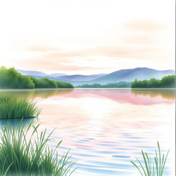 A watercolor painting of a serene lakeside scene perfect for a book cover