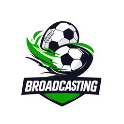 A logo design for a football broadcasting company, featuring a stylized football as the centerpiece