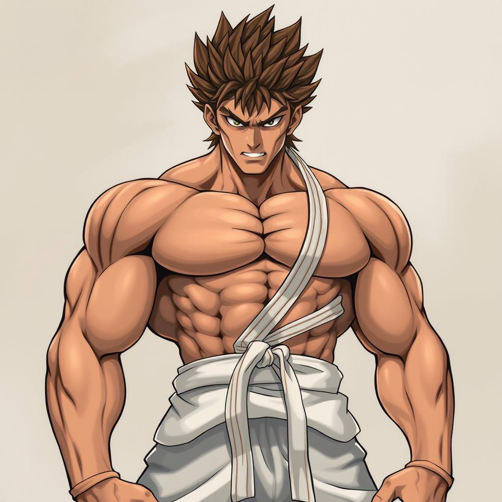 A realistic portrait of Katsumi Orochi from Baki Hanma