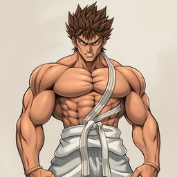 A realistic portrait of Katsumi Orochi from Baki Hanma