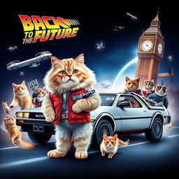 A captivating poster of "Back to the Future" featuring cats