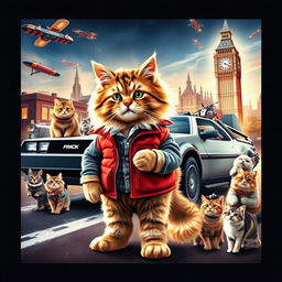 A captivating poster of "Back to the Future" featuring cats