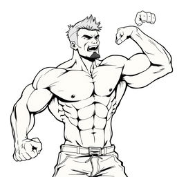 A strong man, shirtless, training vigorously to become even stronger