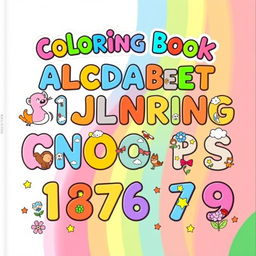 A vibrant and engaging cover page for a children's coloring book featuring the alphabet and numbers