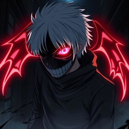 A dynamic portrayal of Kaneki Ken from the anime "Tokyo Ghoul