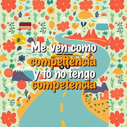 Design a vibrant poster for a caravan with the phrase "Me ven como competencia y yo no tengo competencia" prominently displayed