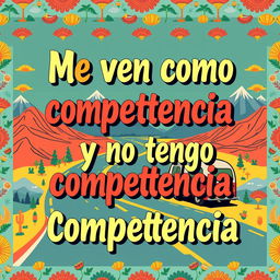 Design a vibrant poster for a caravan with the phrase "Me ven como competencia y yo no tengo competencia" prominently displayed