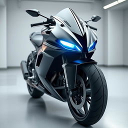 A highly detailed and realistic 3D rendering of a futuristic motorcycle