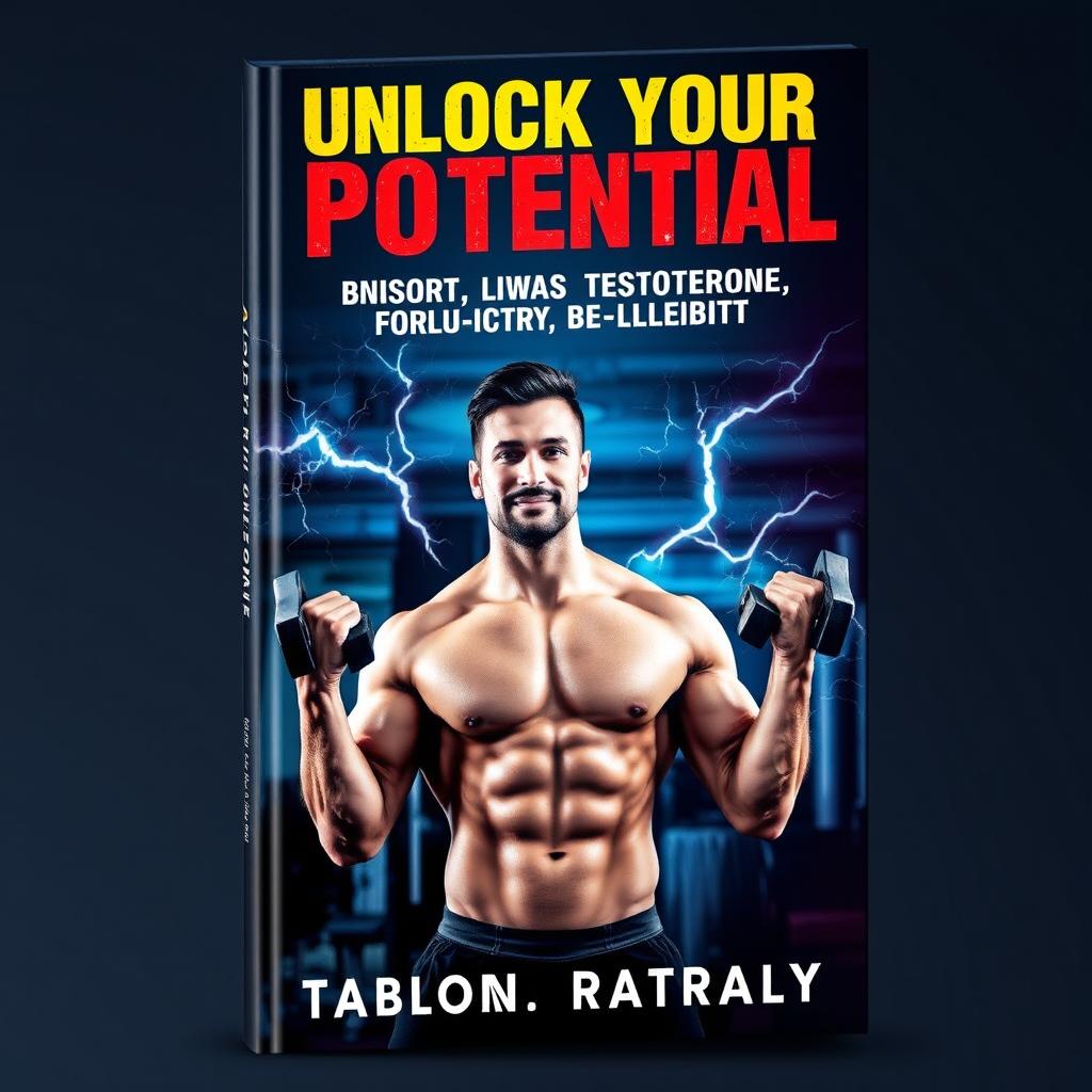 dynamic and captivating book cover featuring a confident and muscular man lifting weights in a gym setting, surrounded by lightning bolts symbolizing energy and power