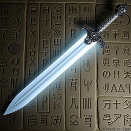 A pristine long sword with a gleaming white blade and an ornate hilt, reflecting light beautifully