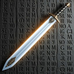 A pristine long sword with a gleaming white blade and an ornate hilt, reflecting light beautifully