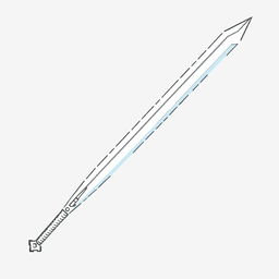 A pixel art sketch of a long white sword, showcasing a chiseled, minimalist design