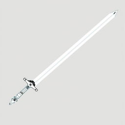 A pixel art sketch of a long white sword, showcasing a chiseled, minimalist design