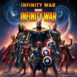 A dynamic and epic cover inspired by the style of an Infinity War movie poster