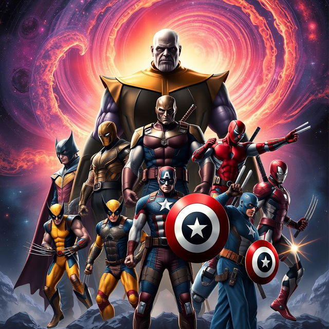 A dynamic and epic cover inspired by the style of an Infinity War movie poster