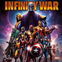 A dynamic and epic cover inspired by the style of an Infinity War movie poster