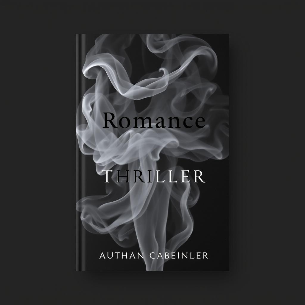 A captivating book cover for a Romance Thriller featuring swirling grey smoke on a dark, empty background