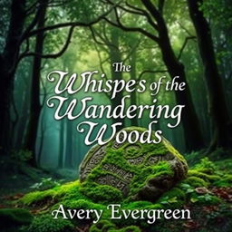 an enchanting book cover with a mystical forest scene in the background